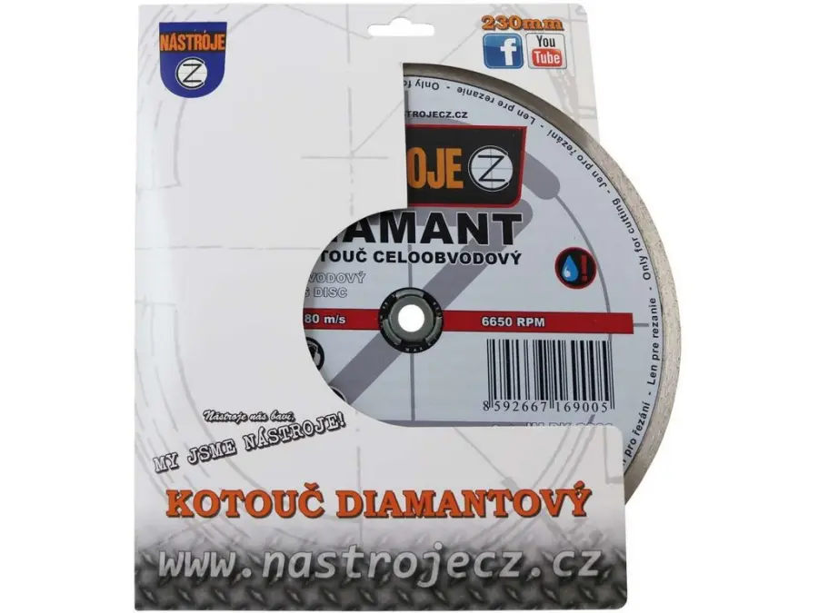 Kotouč diamantový celoobvodový 230x1,6x22,2mm, na obklady